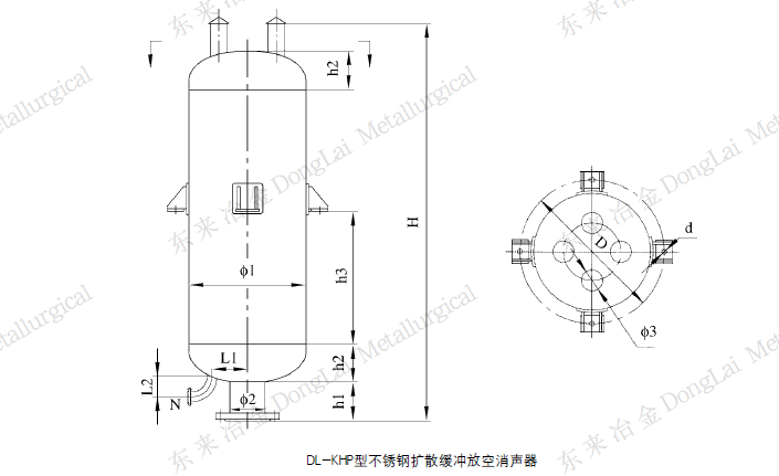 DL-KHP型不銹鋼擴散緩沖放空消聲器